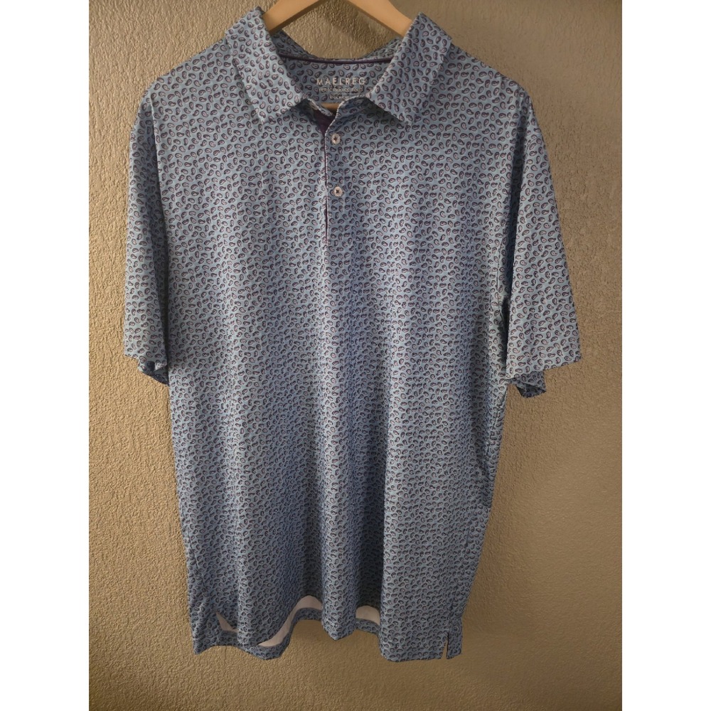 Maelreg Performance Polo Floral Paisley Print Short Sleeve Men's XL